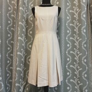 J.Crew 365 Sleeveless Wool Blend Pleated Sheath Dress Size 2 Off White Ivory